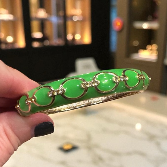 Nordstrom Sequin Brand Enamel Bangle Bracelet – Green & Gold - Picture 1 of 7